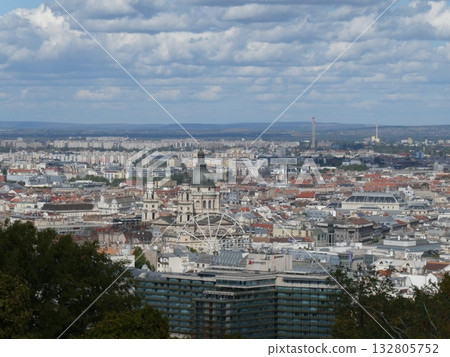 View of the Danube and Budapest from Gellert Mountain 132805752