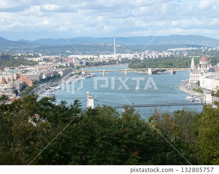 View of the Danube and Budapest from Gellert Mountain View of the Danube and Budapest from Gellert Mountain 132805757