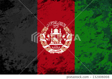 Afghani flag brush stroke grunge style background. Vector illustration. 132806008