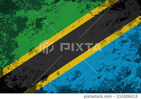Tanzanian flag brush stroke grunge style background. Vector illustration. Tanzanian flag brush stroke grunge style background. Vector illustration. 132806018