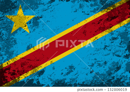 Democratic Republic of the Congo flag brush stroke grunge style background. Vector illustration. 132806019