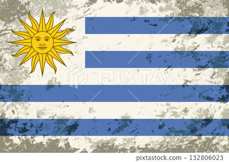 Uruguayan flag brush stroke grunge style background. Vector illustration. Uruguayan flag brush stroke grunge style background. Vector illustration. 132806023