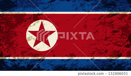North Korean flag brush stroke grunge style background. Vector illustration. North Korean flag brush stroke grunge style background. Vector illustration. 132806031