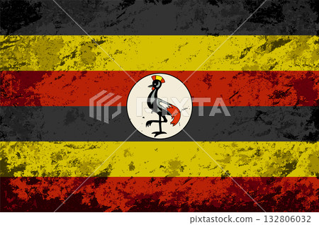 Ugandan flag brush stroke grunge style background. Vector illustration. Ugandan flag brush stroke grunge style background. Vector illustration. 132806032