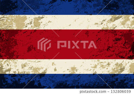 Costa Rican flag brush stroke grunge style background. Vector illustration. 132806039