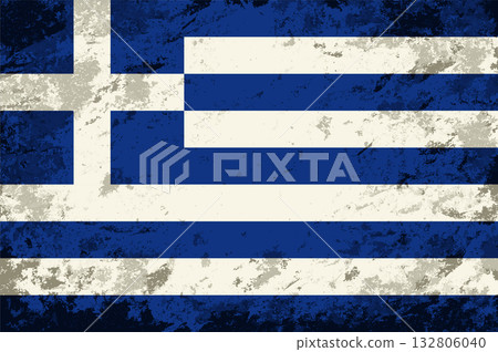 Greek flag brush stroke grunge style background. Vector illustration. 132806040