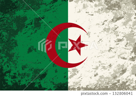 Algerian flag brush stroke grunge style background. Vector illustration. 132806041