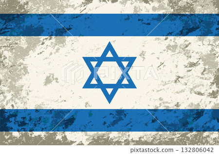Israeli flag brush stroke grunge style background. Vector illustration. Israeli flag brush stroke grunge style background. Vector illustration. 132806042
