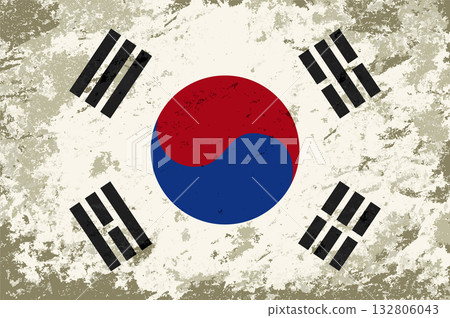 South Korean flag brush stroke grunge style background. Vector illustration. 132806043