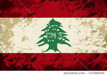 Lebanese flag brush stroke grunge style background. Vector illustration. 132806044