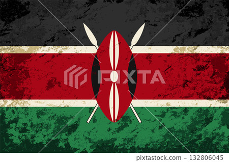 Kenyan flag brush stroke grunge style background. Vector illustration. 132806045