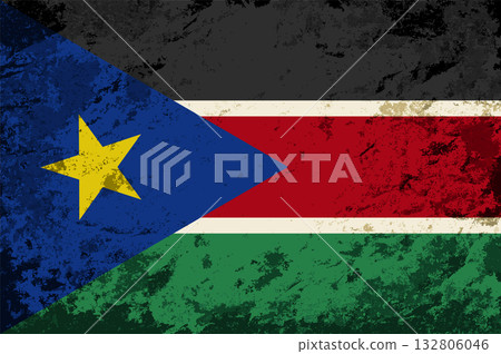 South Sudan flag brush stroke grunge style background. Vector illustration. South Sudan flag brush stroke grunge style background. Vector illustration. 132806046