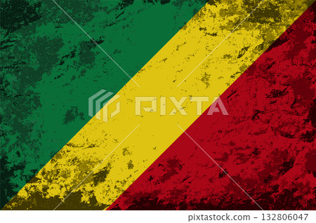 Congolese flag brush stroke grunge style background. Vector illustration. 132806047