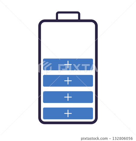 Battery icon illustration with charging status indicators and modern design elements Battery icon illustration with charging status indicators and modern design elements 132806056