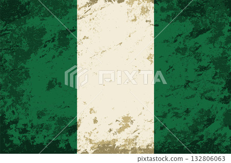 Nigerian flag brush stroke grunge style background. Vector illustration. 132806063
