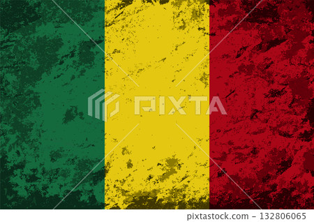 Malian flag brush stroke grunge style background. Vector illustration. 132806065