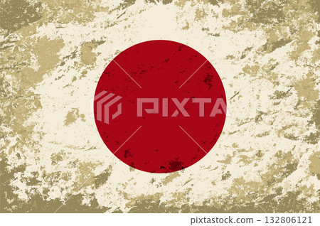 Japanese flag brush stroke grunge style background. Vector illustration. 132806121