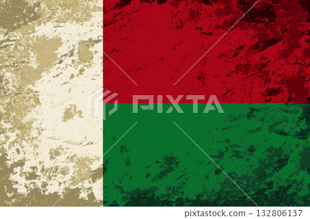 Madagascar flag brush stroke grunge style background. Vector illustration. 132806137