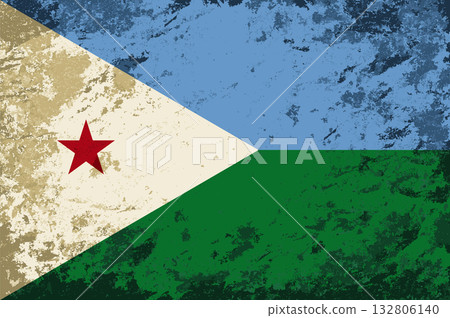 Djibouti flag brush stroke grunge style background. Vector illustration. Djibouti flag brush stroke grunge style background. Vector illustration. 132806140