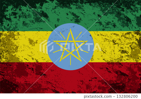 Ethiopian flag brush stroke grunge style background. Vector illustration. 132806200