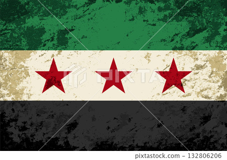 Syrian flag brush stroke grunge style background. Vector illustration. Syrian flag brush stroke grunge style background. Vector illustration. 132806206