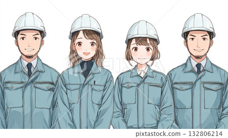 身著工作服的年輕男女員工 132806214