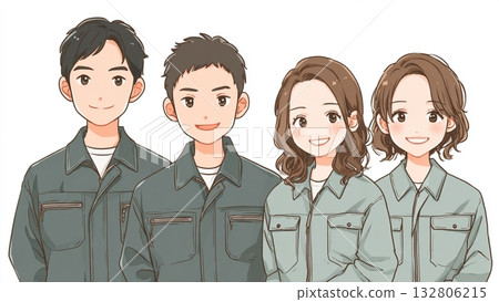 身著工作服的年輕男女員工 132806215