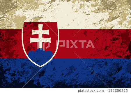 Slovakian flag brush stroke grunge style background. Vector illustration. Slovakian flag brush stroke grunge style background. Vector illustration. 132806225