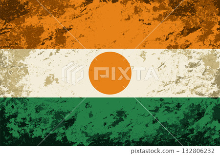Niger flag brush stroke grunge style background. Vector illustration. Niger flag brush stroke grunge style background. Vector illustration. 132806232