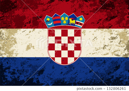 Croatian flag brush stroke grunge style background. Vector illustration. Croatian flag brush stroke grunge style background. Vector illustration. 132806261