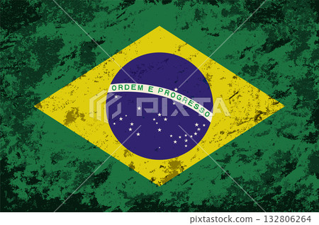 Brazilian flag brush stroke grunge style background. Vector illustration. Brazilian flag brush stroke grunge style background. Vector illustration. 132806264