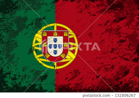 Portuguese flag brush stroke grunge style background. Vector illustration. 132806267