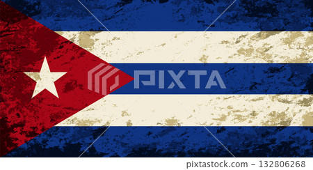 Cuban flag brush stroke grunge style background. Vector illustration. 132806268
