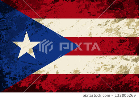 Puerto Rican flag brush stroke grunge style background. Vector illustration. 132806269