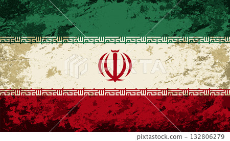 Iranian flag brush stroke grunge style background. Vector illustration. 132806279