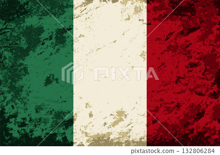 Italian flag brush stroke grunge style background. Vector illustration. 132806284