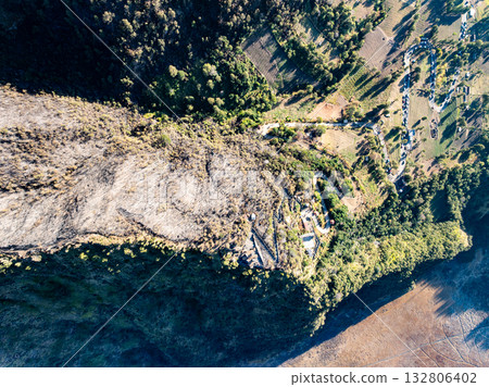 Aerial view top down of Volcano land texture, Abstract nature Background at Bromo volcano indonesia 132806402