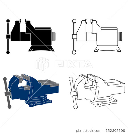Wood and iron clamping tools icon 132806608