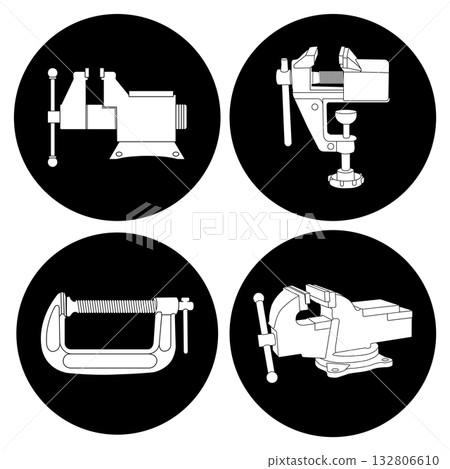 Wood and iron clamping tools icon 132806610
