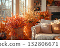 背景圖：秋季主題赤陶色室內客廳 132806671