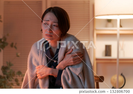 Unwell woman in pajamas 132806700