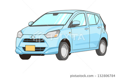 Blue minicar vector illustration set 132806784