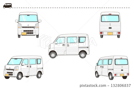 白色輕型貨車向量插圖集 132806837