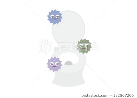廁所內有細菌和病毒的示意圖 廁所內有細菌和病毒的示意圖 132807206
