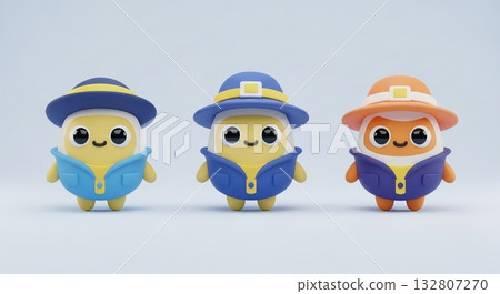 三個戴著色彩鮮豔帽的友善夥伴玩得很開心 132807270