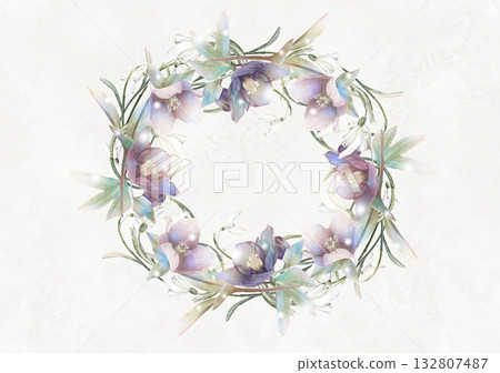 雪花蓮與聖誕玫瑰花環 雪花蓮與聖誕玫瑰花環 132807487