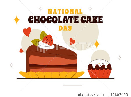 National Chocolate Cake Day Vector Illustration Featuring a Sweet And Delicious Dessert With a Festive Flat Style Cartoon Background National Chocolate Cake Day Vector Illustration Featuring a Sweet And Delicious Dessert With a Festive Flat Style Cartoon Background 132807493
