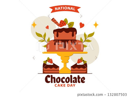 National Chocolate Cake Day Vector Illustration Featuring a Sweet And Delicious Dessert With a Festive Flat Style Cartoon Background National Chocolate Cake Day Vector Illustration Featuring a Sweet And Delicious Dessert With a Festive Flat Style Cartoon Background 132807503