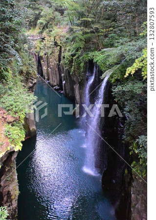 Takachiho Gorge in late autumn: Manai Falls Takachiho Gorge in late autumn: Manai Falls 132807593