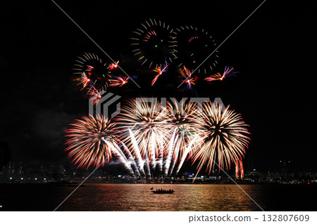 beautiful fireworks at night 132807609